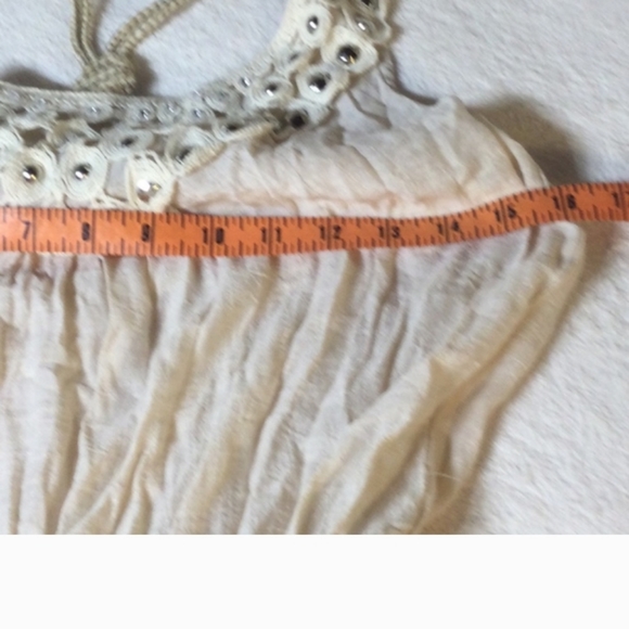 Vintage Cream Color Dress With Silver Bling and layered cascading  material - Picture 5 of 12